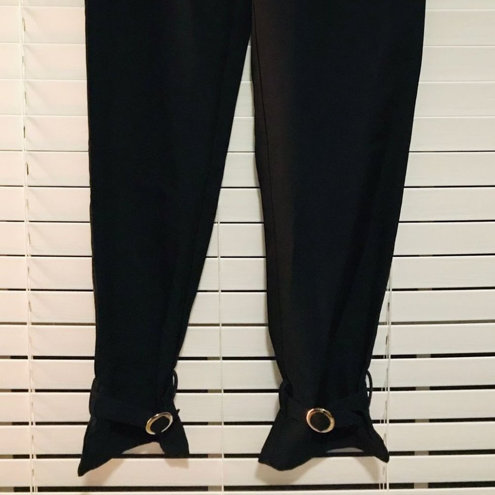 Boohoo Tall Belted Black Ankle-Tied Pants